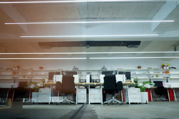 Modern office interior with business desk and furniture