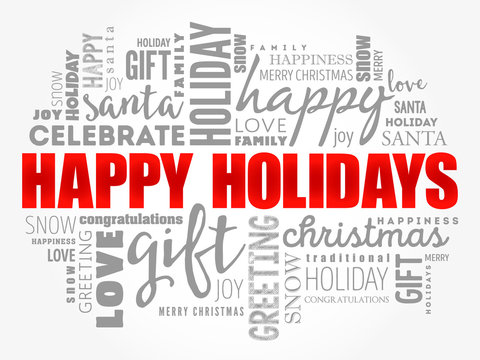 Happy Holidays Word Cloud Collage, Holiday Concept Background