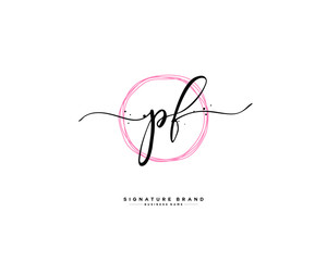 P F PF initial logo handwriting  template vector