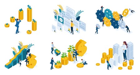 Fototapeta premium Isometric Concept Investment, Success Business