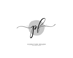 P F PF initial logo handwriting  template vector