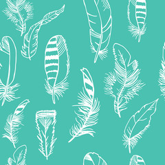 feather seamless pattern hand drawn sketch