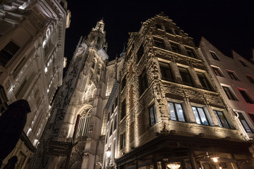 old town antwerp belgium in the evening