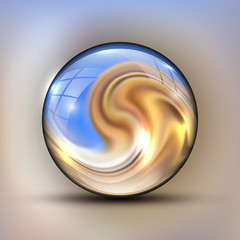 The vector realistic 3d sphere.Vibrant color.Fluid design