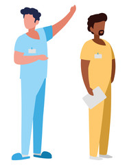 Fototapeta premium interracial male medicine workers with uniforms