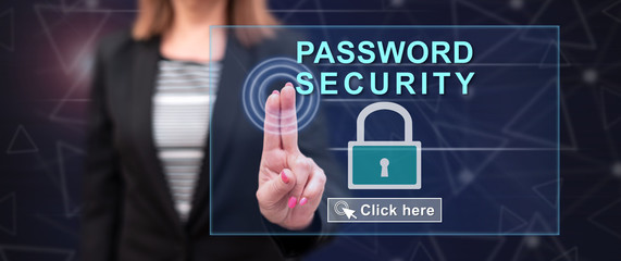 Fototapeta na wymiar Woman touching a password security concept