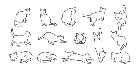 Foto op Plexiglas cat vector kitten icon logo cartoon character illustration doodle white © CNuisin