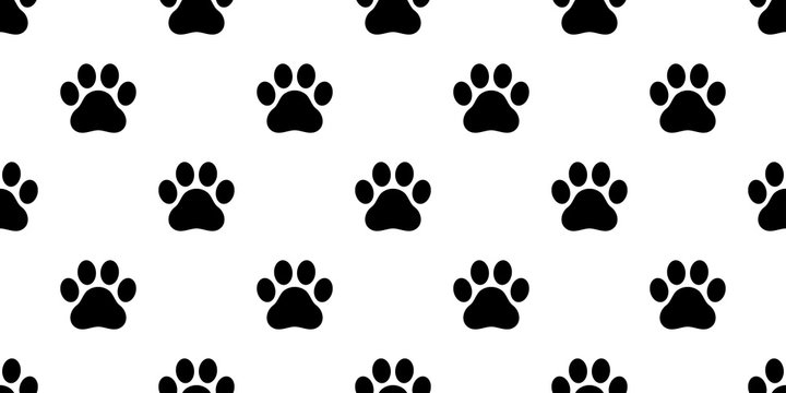 Dog Paw seamless vector footprint pattern kitten puppy tile background repeat wallpaper isolated illustration