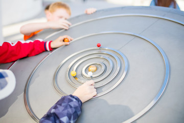 MOSCOW, RUSSIA - JULY 6 2018: Exhibition in Moscow Planetarium. One of the world`s largest planetarium.