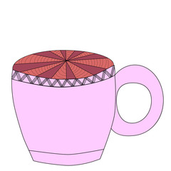 Cup with floral vintage design elements. EPS10 vector.