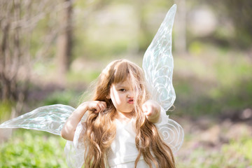Cute little Angel Fairy girl gets angry and fights