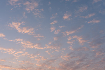 Morning sky with highlighted clouds 