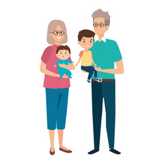 cute grand parents couple with grandson and baby