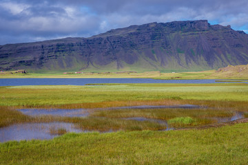 Fototapeta na wymiar Wetlands seen from a Ring Road in southeastern Iceland