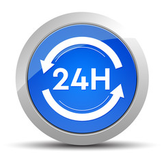24 hours update icon blue round button illustration