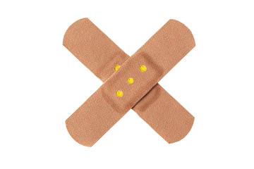 Adhesive first-aid bandage on white background