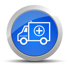 Ambulance icon blue round button illustration