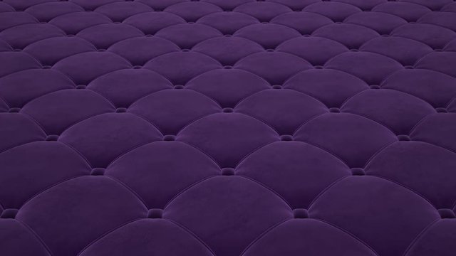 3D animation of the flight over a purple quilted velvet surface. Looped video
