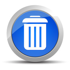Bin icon blue round button illustration