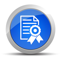 Certificate paper icon blue round button illustration