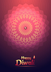 Happy Diwali festival  background red light flower. Template postcard, poster, banner, flyer