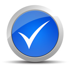Checkmark icon blue round button illustration