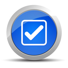 Check box icon blue round button illustration