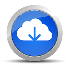 Cloud download icon blue round button illustration