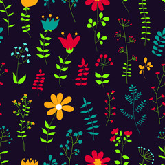 Fototapeta na wymiar Seamless vector pattern with flowers. Can be used for textile, wallpaper, wrapping