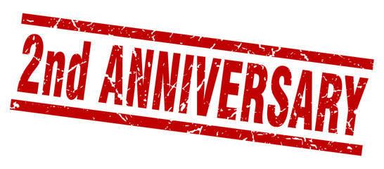 square grunge red 2nd anniversary stamp