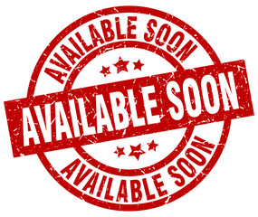 available soon round red grunge stamp