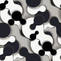 abstract seamless pattern with blobs shapes in silver shades
