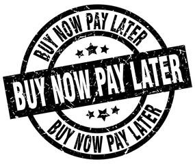 buy now pay later round grunge black stamp