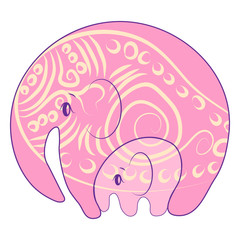 India - parsley patterned elephant, oriental Indian icon and illustration