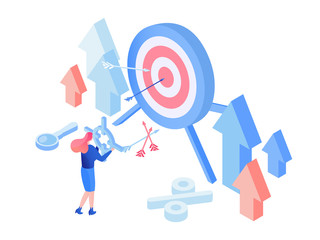 Target advertising isometric vector illustration