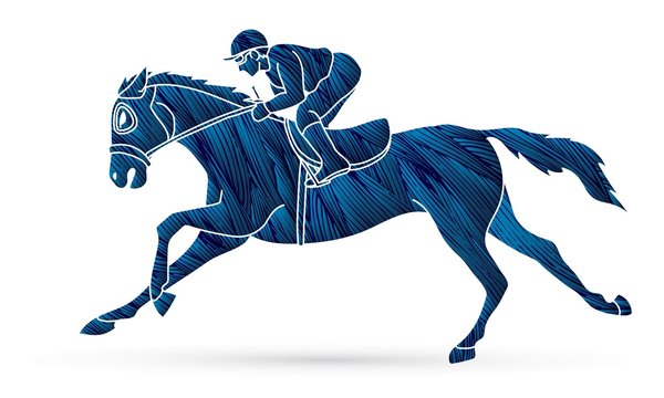 Jockey riding horse cartoon sport graphic vector