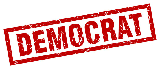 square grunge red democrat stamp