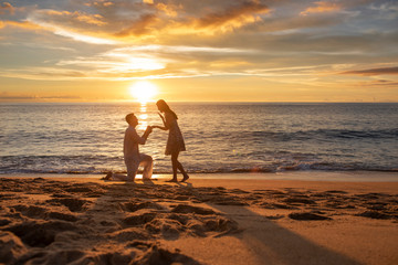 Young couple's moment of proposing