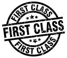 first class round grunge black stamp