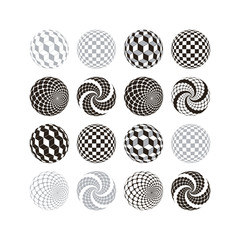 geometric pattern spheres collection in black and white