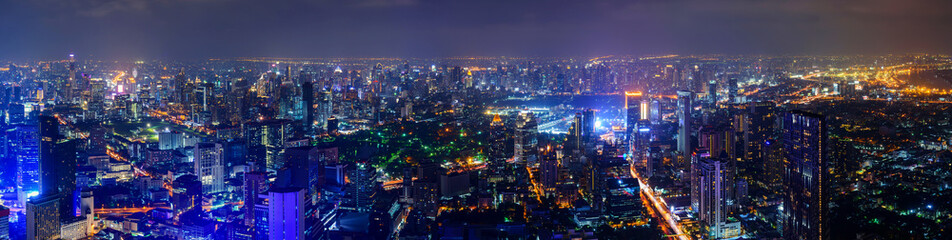 Fototapeta na wymiar panorama high view of city in night time