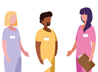 Obraz premium interracial group medicine workers with uniform characters