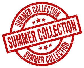 summer collection round red grunge stamp