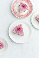 Raw cashew cake with raspberries. Sugar, milk and gluten-free dessert
