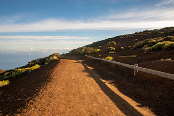 road on the slope of the volcano