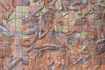 bas-relief in a stupa in doi inthanon (thailand) 