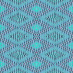 seamless diamond pattern with turquoise, light blue, lavender colors. repeating arabesque background for textile fashion, digital printing, postcards or wallpaper design.