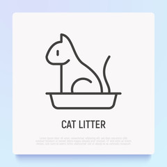 Cat litter thin line icon. Modern vector illustration for pet shop.