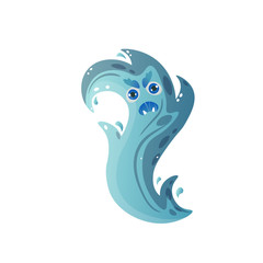 Cute water monster from wave sea or tropical ocean