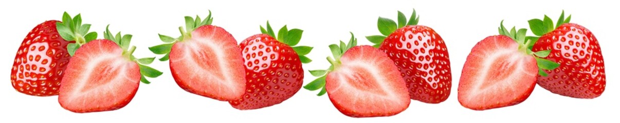 Strawberry groups set isolated on white background